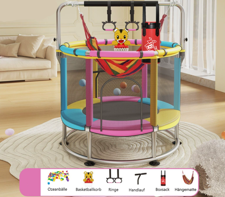 Trampolin Rund Kinder Sicherheitsnetz Boxsack Basketball Schaukel