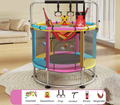 Trampolin Rund Kinder Sicherheitsnetz Boxsack Basketball Schaukel