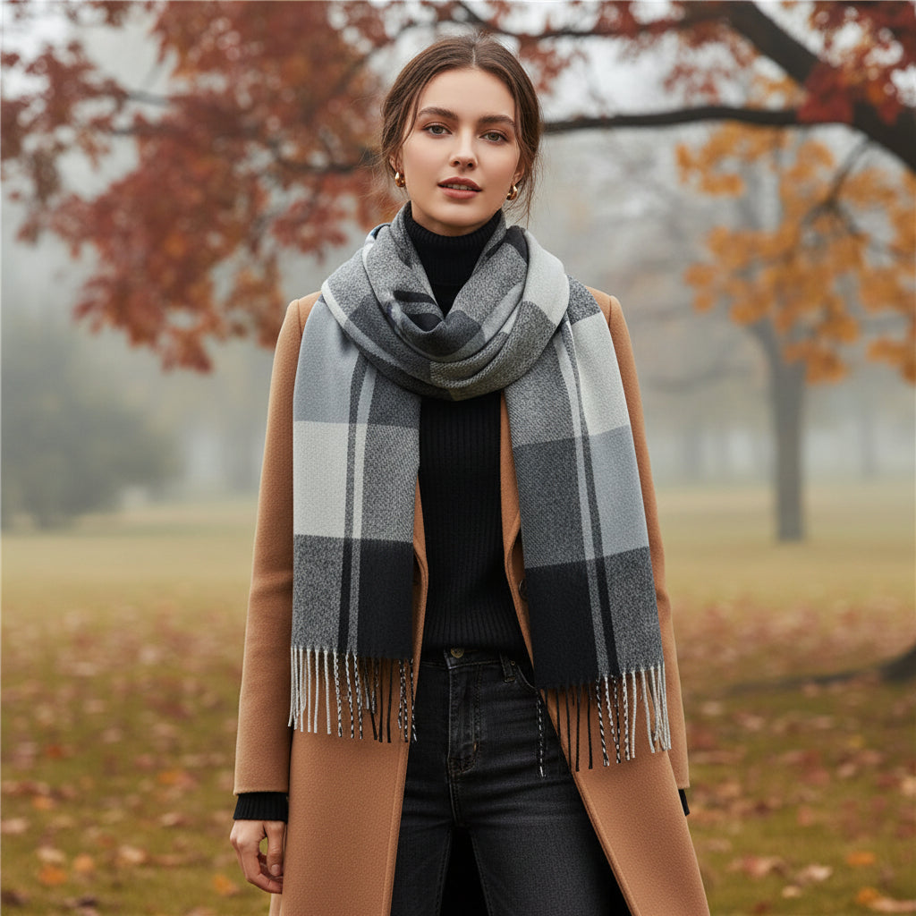 Karierter Schal Warm Oversized Design - Image 5