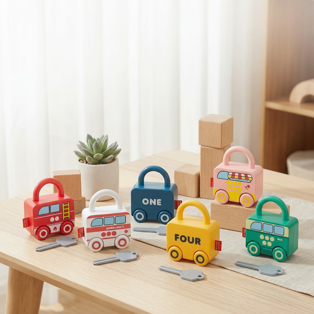Kids Learning Toy Shape Sorting Key Lock Motor Skills Toy