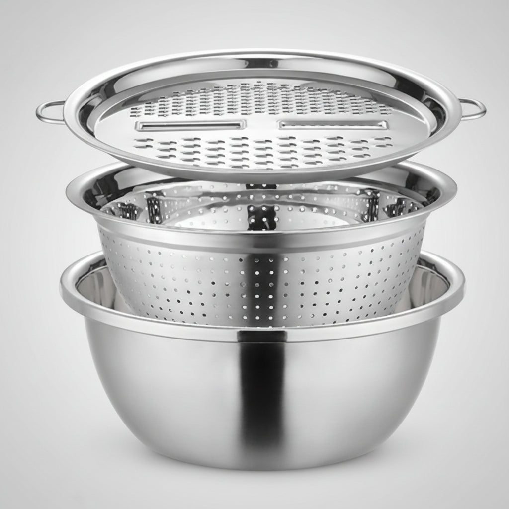 Évier en acier inoxydable Passoire de cuisine Ensemble coupe-légumes