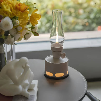 LED Tischlampe Retro Laterne Glas Nostalgisch