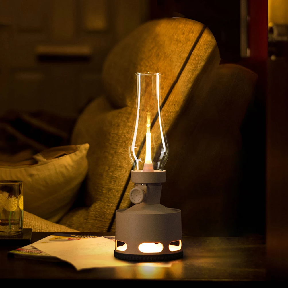 LED Tischlampe Retro Laterne Glas Nostalgisch