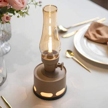LED Tischlampe Retro Laterne Glas Nostalgisch