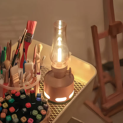 LED Tischlampe Retro Laterne Glas Nostalgisch