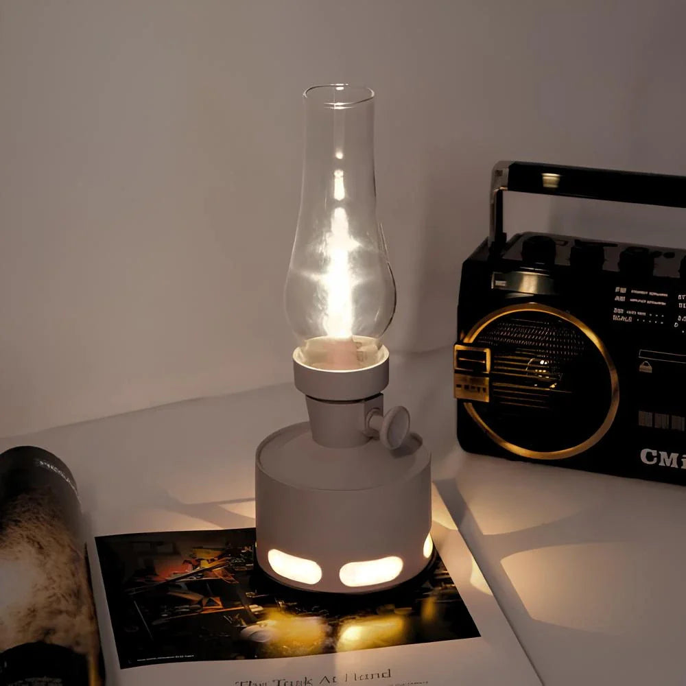 LED Tischlampe Retro Laterne Glas Nostalgisch