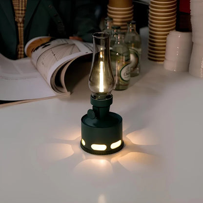 LED Tischlampe Retro Laterne Glas Nostalgisch