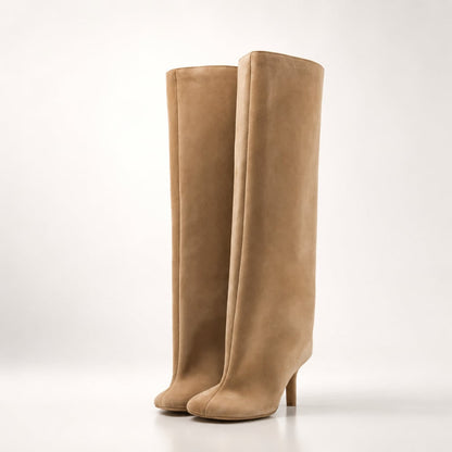 Kniehohe Stiefel Damen Stiefel Suede Stiefel Heel - Image 2