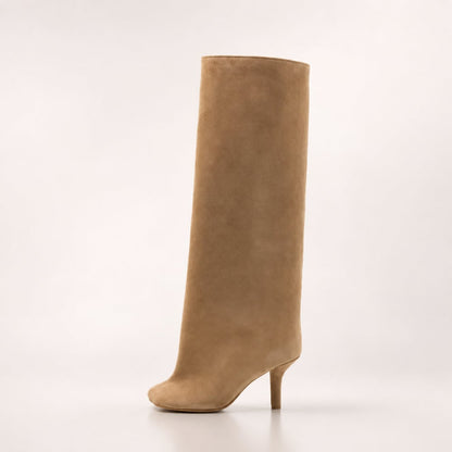 Kniehohe Stiefel Damen Stiefel Suede Stiefel Heel - Image 3