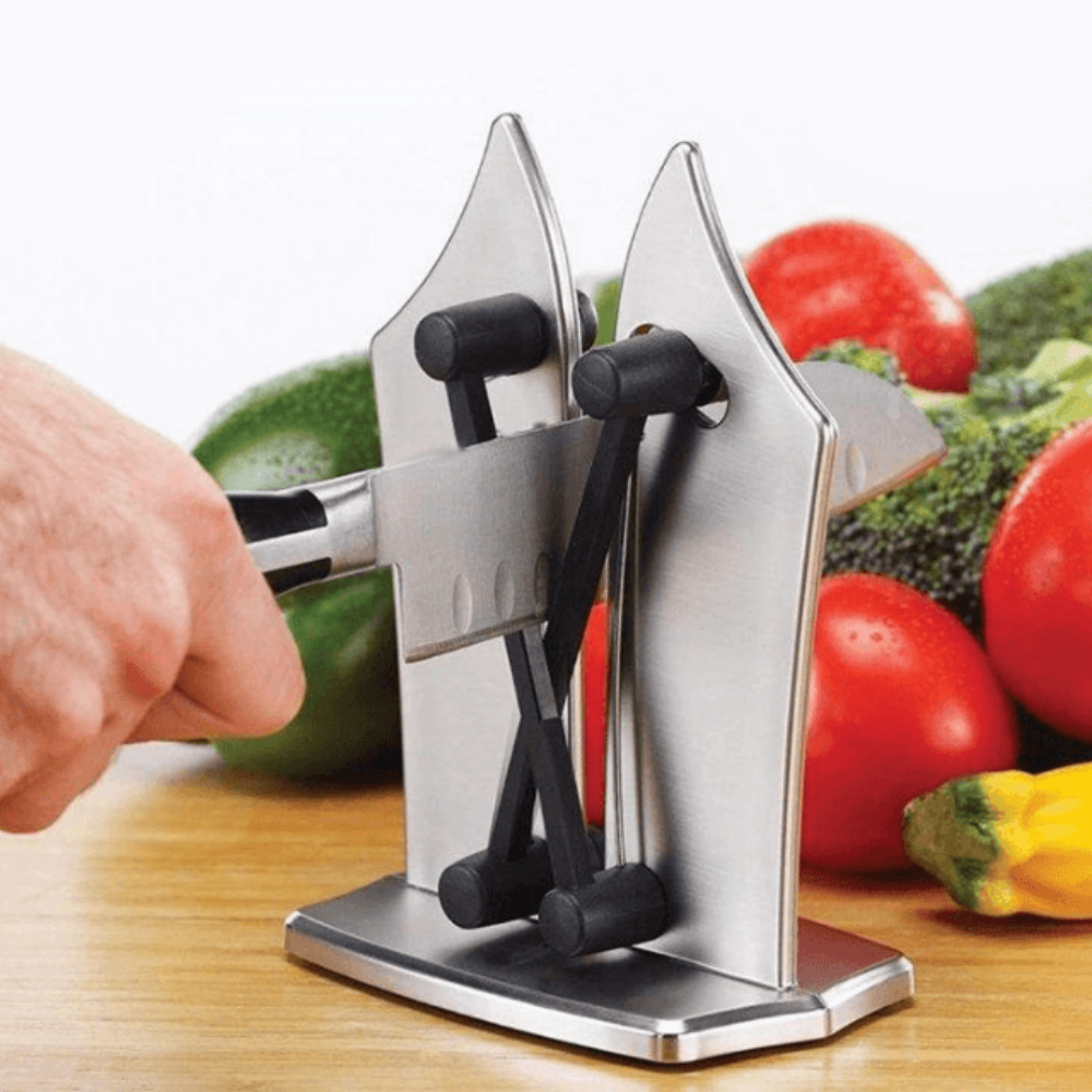 Set manuel d'aiguiseur de couteaux de cuisine en acier inoxydable