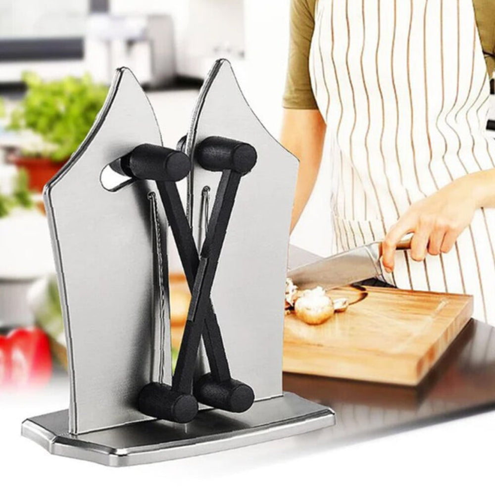 Set manuel d'aiguiseur de couteaux de cuisine en acier inoxydable