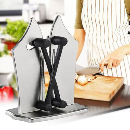 Set manuel d'aiguiseur de couteaux de cuisine en acier inoxydable