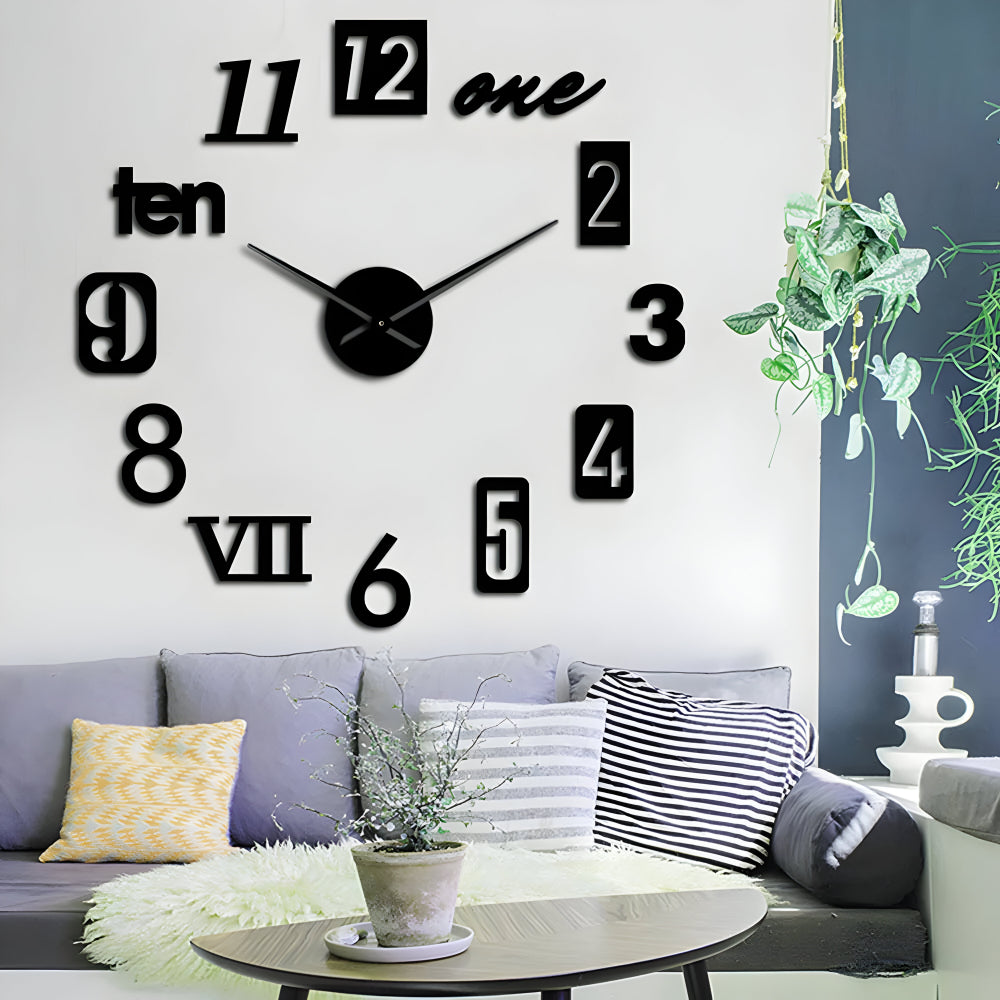 Wanduhr Modern DIY Design Große Zahlen