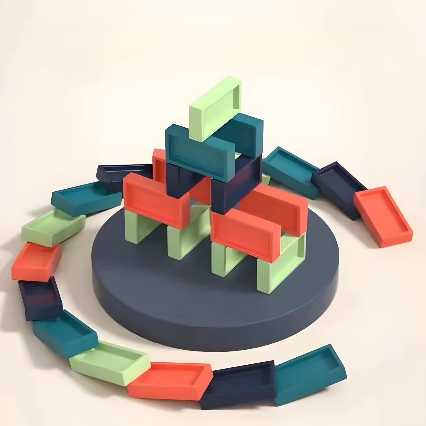 Domino Spielzeugzug mit bunten Steinen