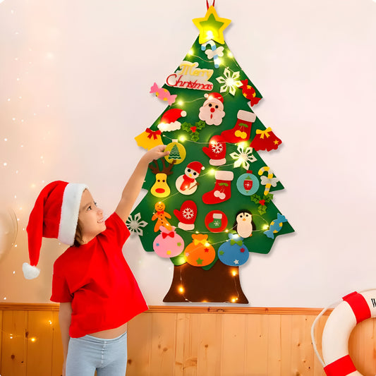 Weihnachtsbaum Filz Kinder Deko mit Lichtern