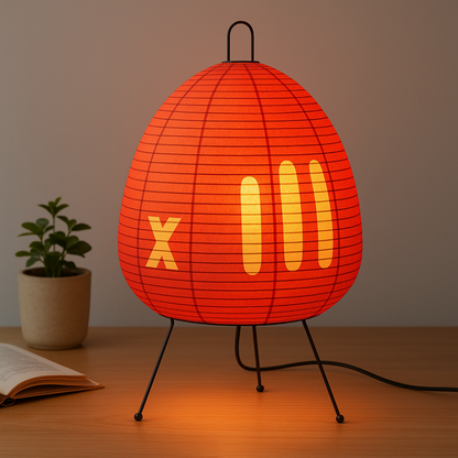 Japanische Reispapier Tischlampe Minimalistische Nachttischleuchte mit Eisenfuß