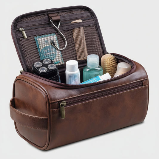 Leder Toilettasche Kosmetiktasche Aus Leder Hängende Toilettasche - Image 1