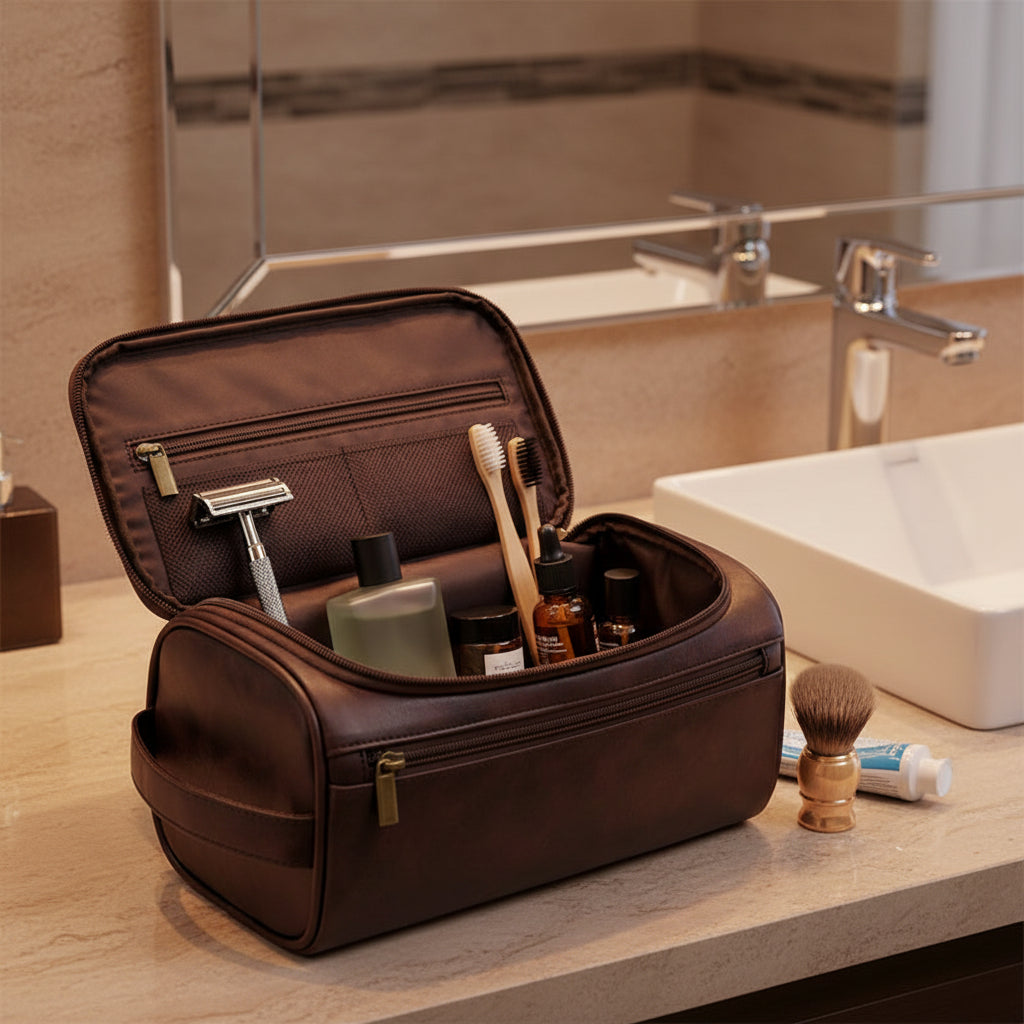Leder Toilettasche Kosmetiktasche Aus Leder Hängende Toilettasche - Image 2