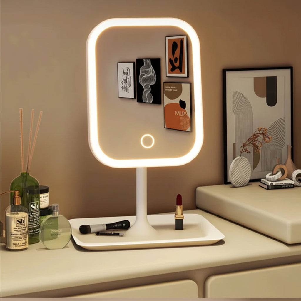 LED Vanity Mirror with Lights – Touch Control, 3 Light Colors for Perfect Makeup Application