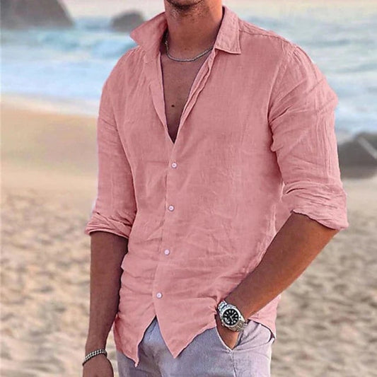 Leinenhemd Langarm Casual Slim Fit - Image 1