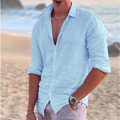 Leinenhemd Langarm Casual Slim Fit - Image 10