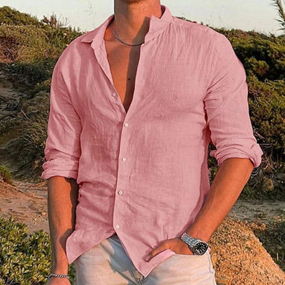 Leinenhemd Langarm Casual Slim Fit - Image 2