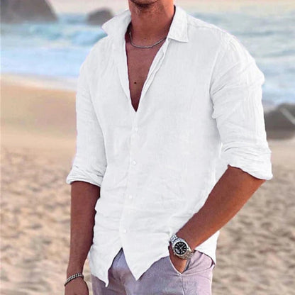 Leinenhemd Langarm Casual Slim Fit - Image 6