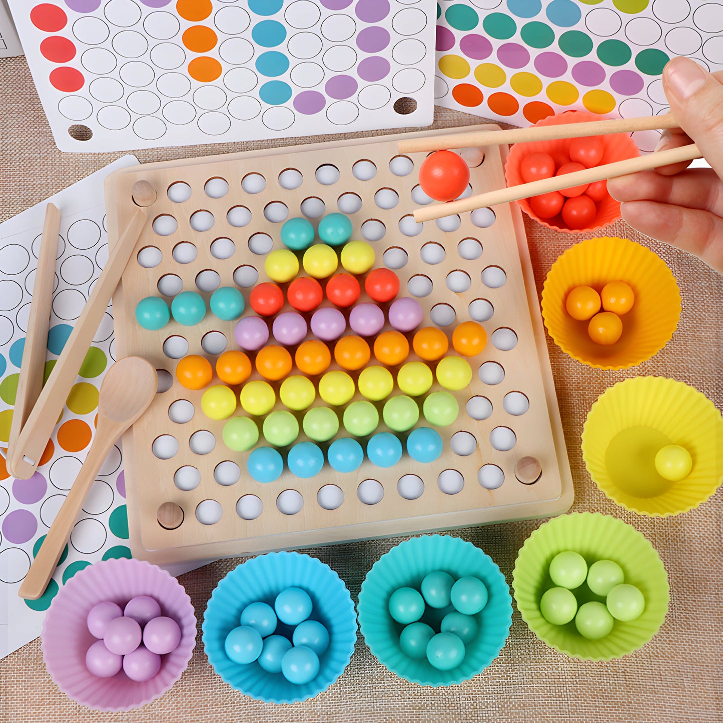 Montessori Spielzeug Holz Farbsortier Lernspiel