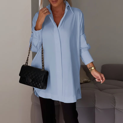 Chemisier polo femme Chemisier long Haut ample à manches longues