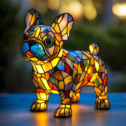 Tiffany Glas Hund Tischlampe Warmes Licht