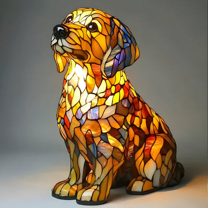 Tiffany Glas Hund Tischlampe Warmes Licht