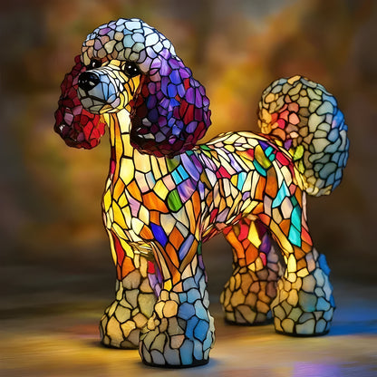 Tiffany Glas Hund Tischlampe Warmes Licht