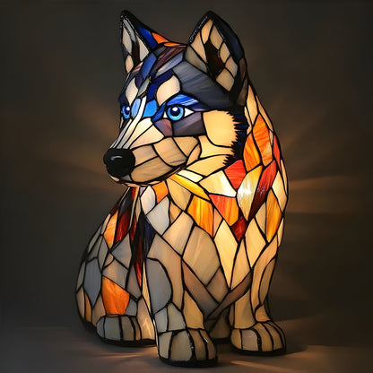 Tiffany Glas Hund Tischlampe Warmes Licht