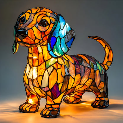Tiffany Glas Hund Tischlampe Warmes Licht