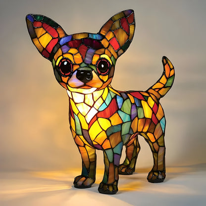 Tiffany Glas Hund Tischlampe Warmes Licht