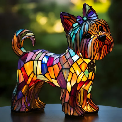 Tiffany Glas Hund Tischlampe Warmes Licht