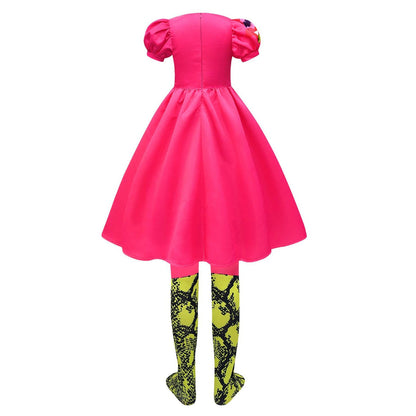 Robe fille à manches bouffantes colorée Robe de fête polyester
