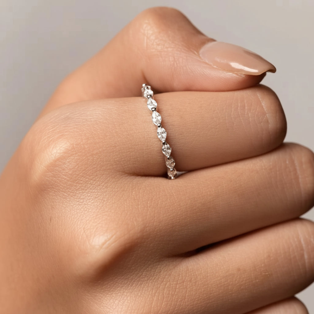 Bague empilable argent 925 pierres zirconium or rhodium