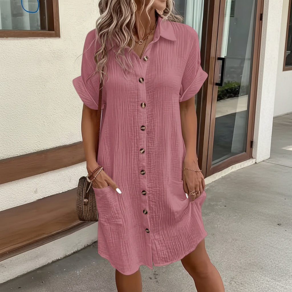 Midi Hemdkleid Knopfleiste Taillierter Einsatz - Image 5