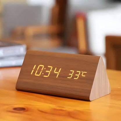 Digitale LED Uhr Holz Modern Wecker