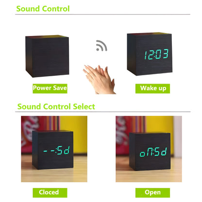Digitale Holz Tischuhr Modernes Würfeldesign