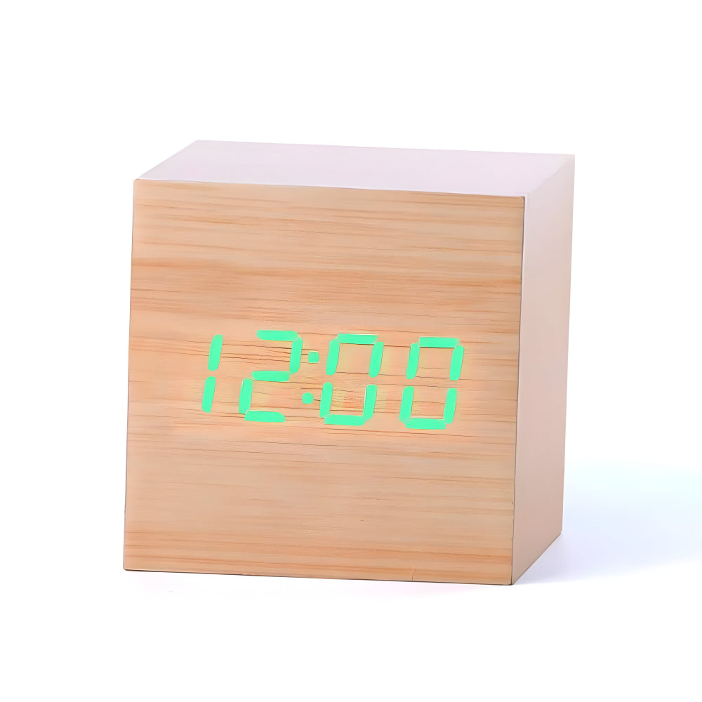 Digitale Holz Tischuhr Modernes Würfeldesign