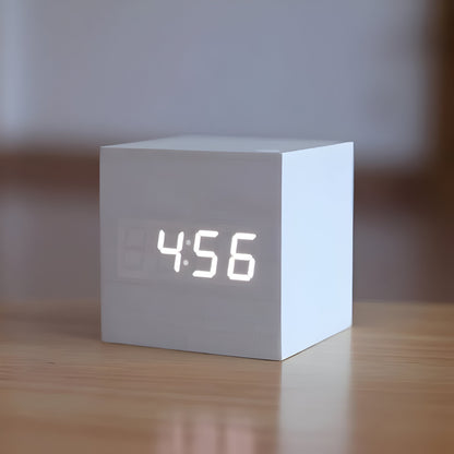 Digitale Holz Tischuhr Modernes Würfeldesign