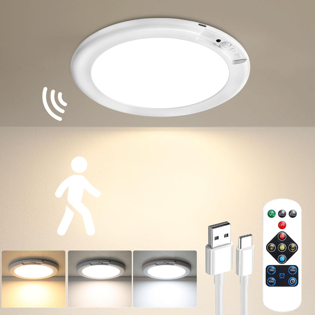 LED Ceiling Light Motion Sensor Rechargeable Indoor Lamp