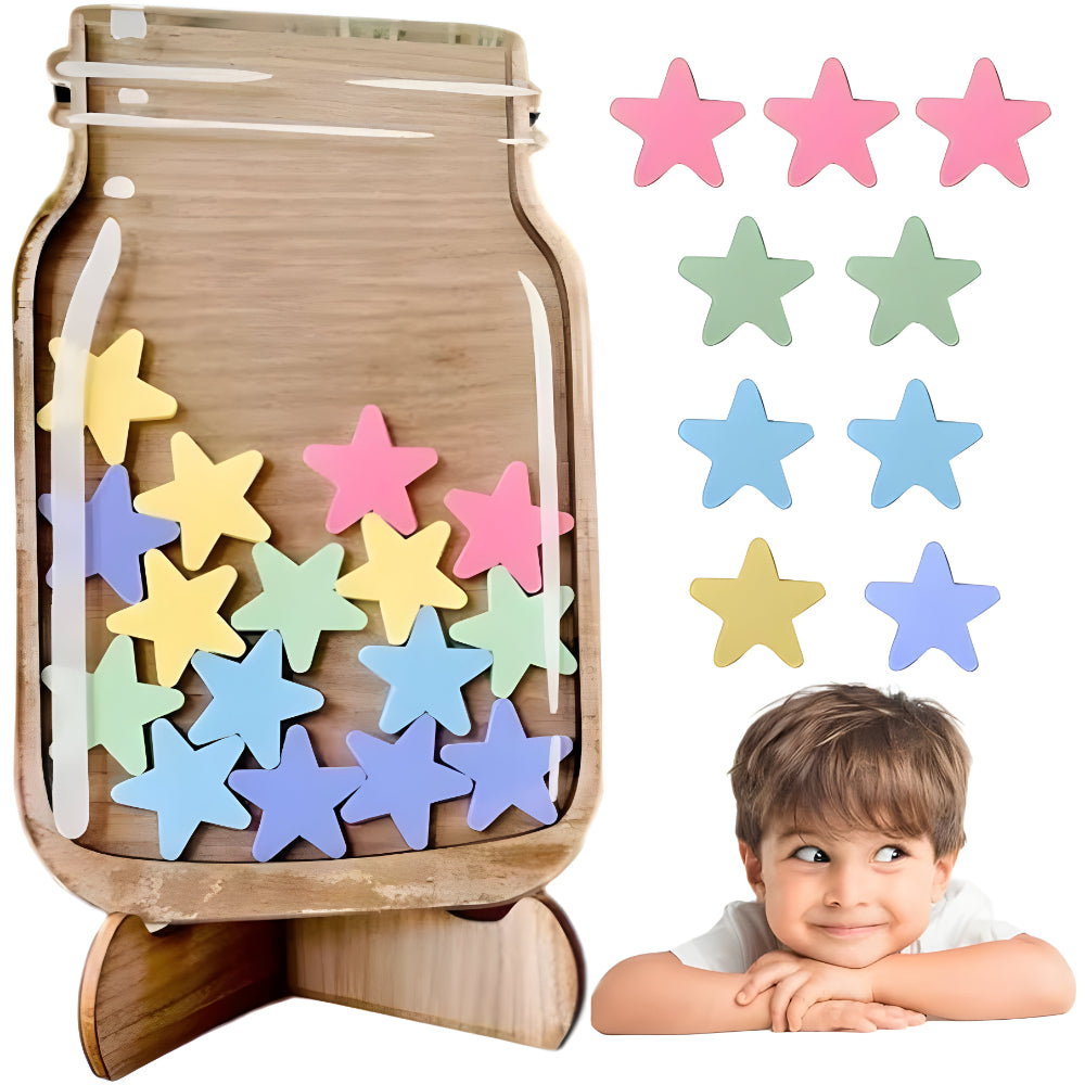 Kinder Belohnungstafel aus Holz mit Sternen