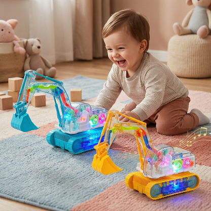 Giocattolo musicale Escavatore Veicolo da cantiere per bambini con luce e suono