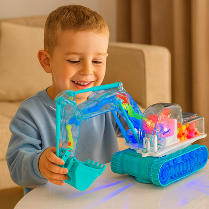 Giocattolo musicale Escavatore Veicolo da cantiere per bambini con luce e suono