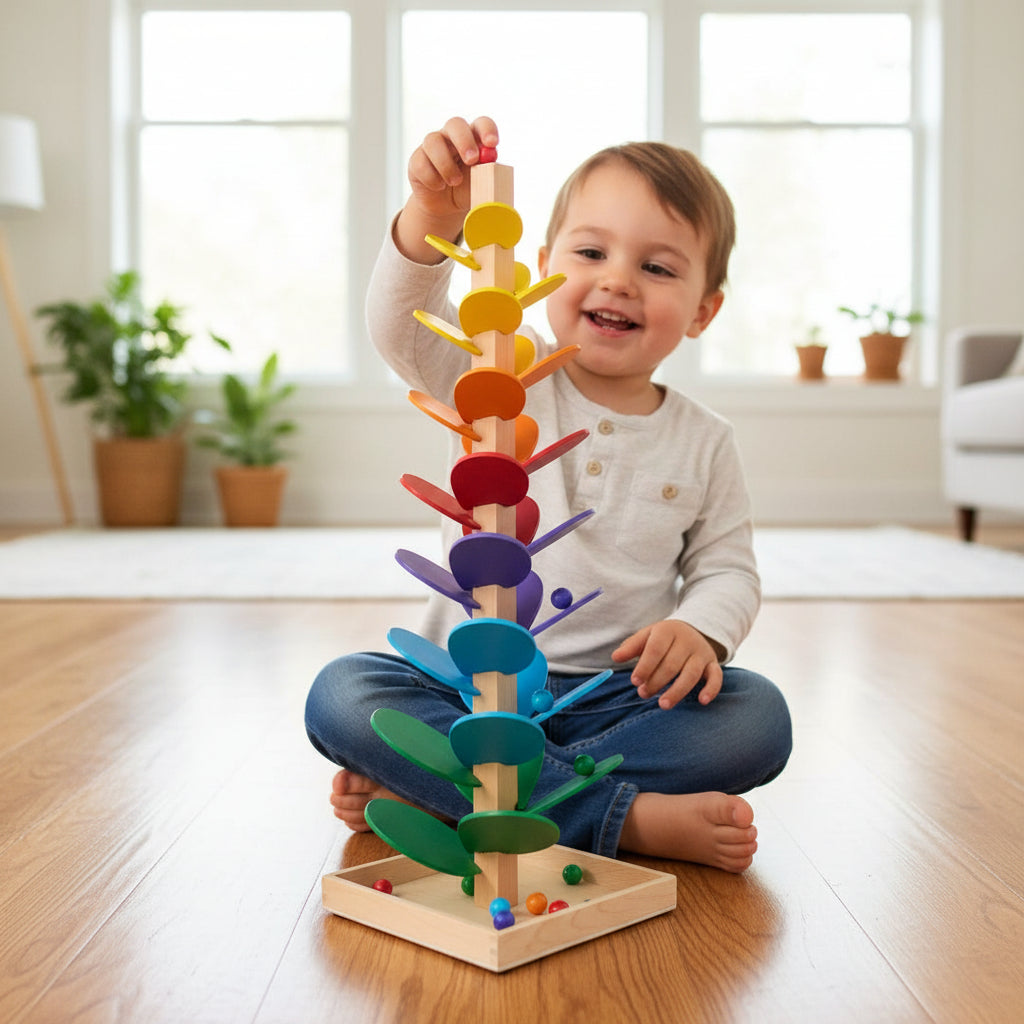 Musikalisches Baumspielzeug Holz Lernspielzeug Kugeln Farben - Image 1