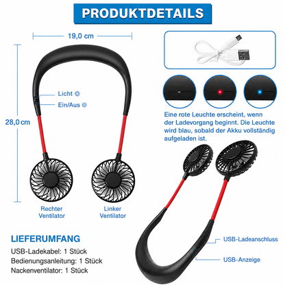 Neck Fan Cooling Portable Quiet Rechargeable