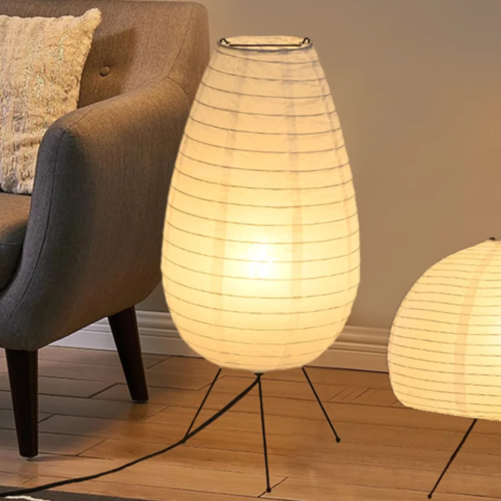 Bodenlampe Reispapier Weiß Japanischer Stil Warmes Licht